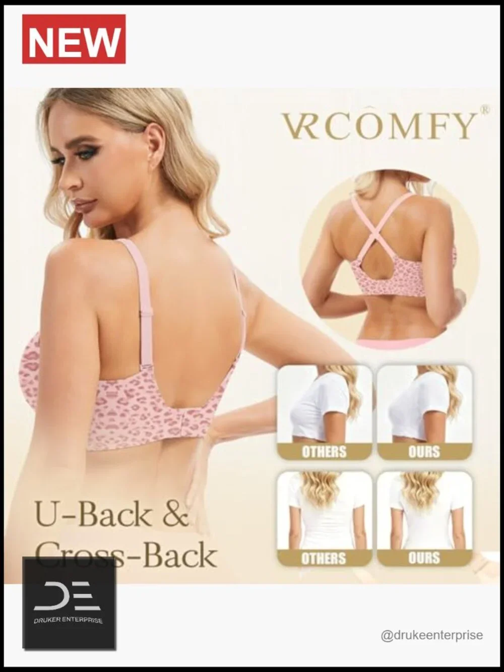 Deep V Plunge Wireless Bra Push Up Seamless T-Shirt No Underwire Adjustable